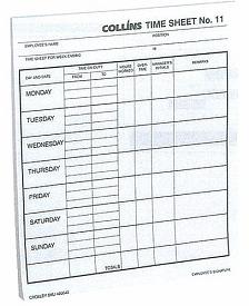 WAGE TIME SHEETS WILJEF NO. 11